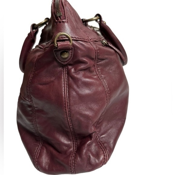 BURGUNDY RACHEL ZOE LUXE LEATHER SATCHEL FRINGE ZIPPER TASSELS - Picture 5 of 16